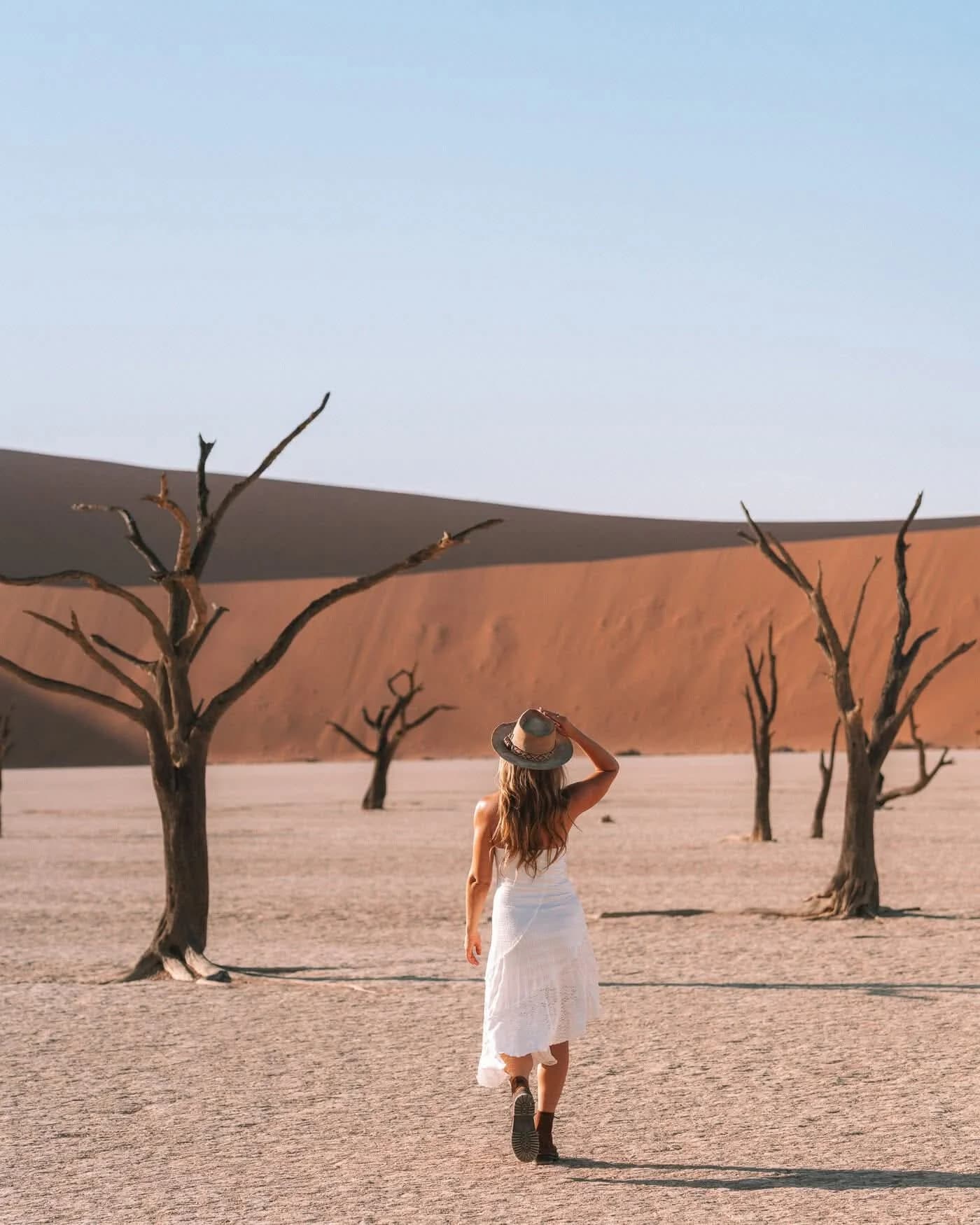 Woman in hat at Deadvlei
