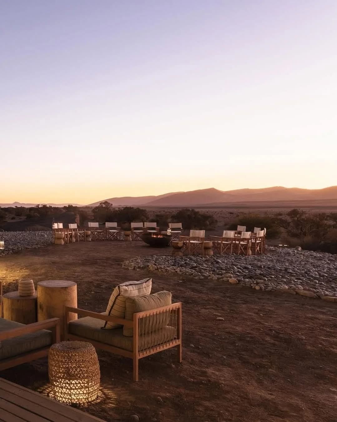 Lodge firepit at sunset